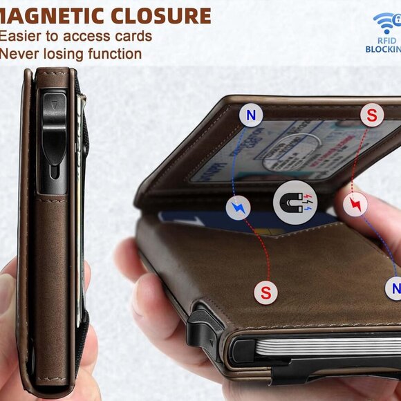 Men Wallet,Money Clip Wallet Slim For Gift Men 9Cards-Metal Credit Card Case in - Picture 3 of 9